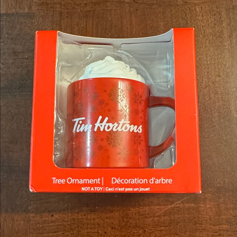 Tim Hortons Ornament 2021 Limited Edition Coffee Hot chocolate Mug Whipped Cream